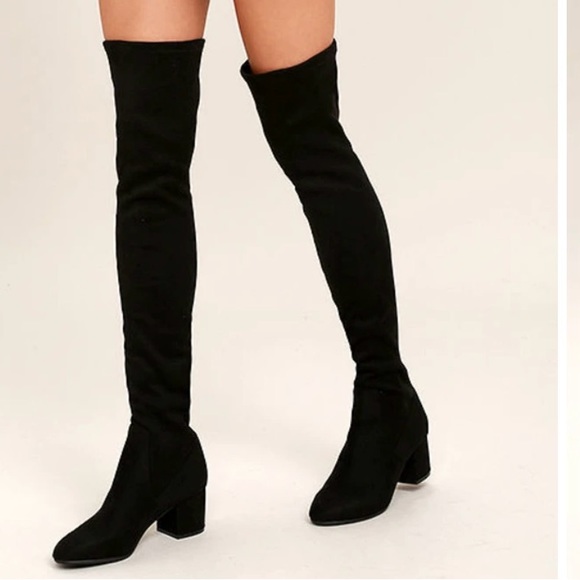 Steve Madden Isaac Black Suede Over the Knee Boots - Picture 1 of 8